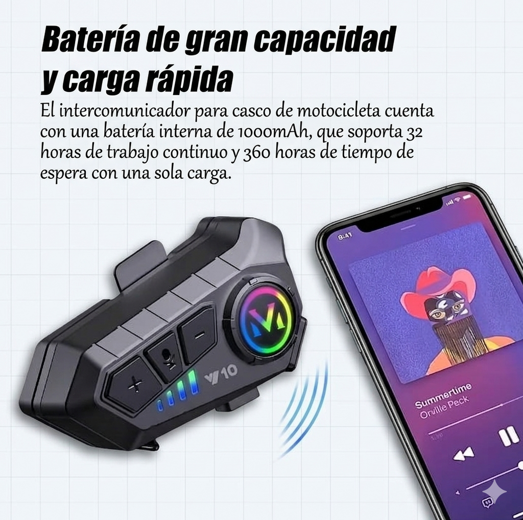 INTERCOMUNICADOR BLUETOOTH PARA CASCO DE MOTO