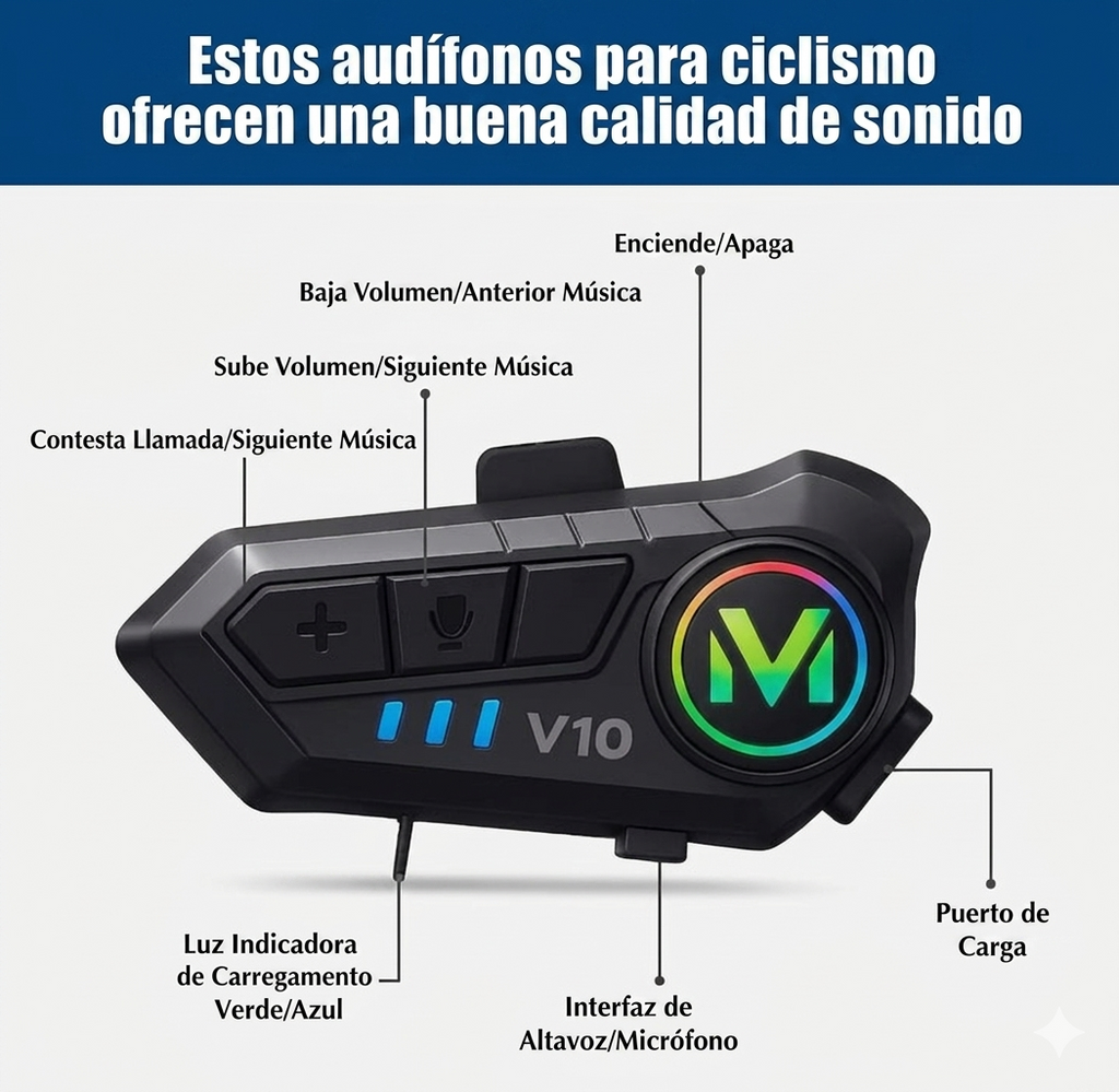 INTERCOMUNICADOR BLUETOOTH PARA CASCO DE MOTO