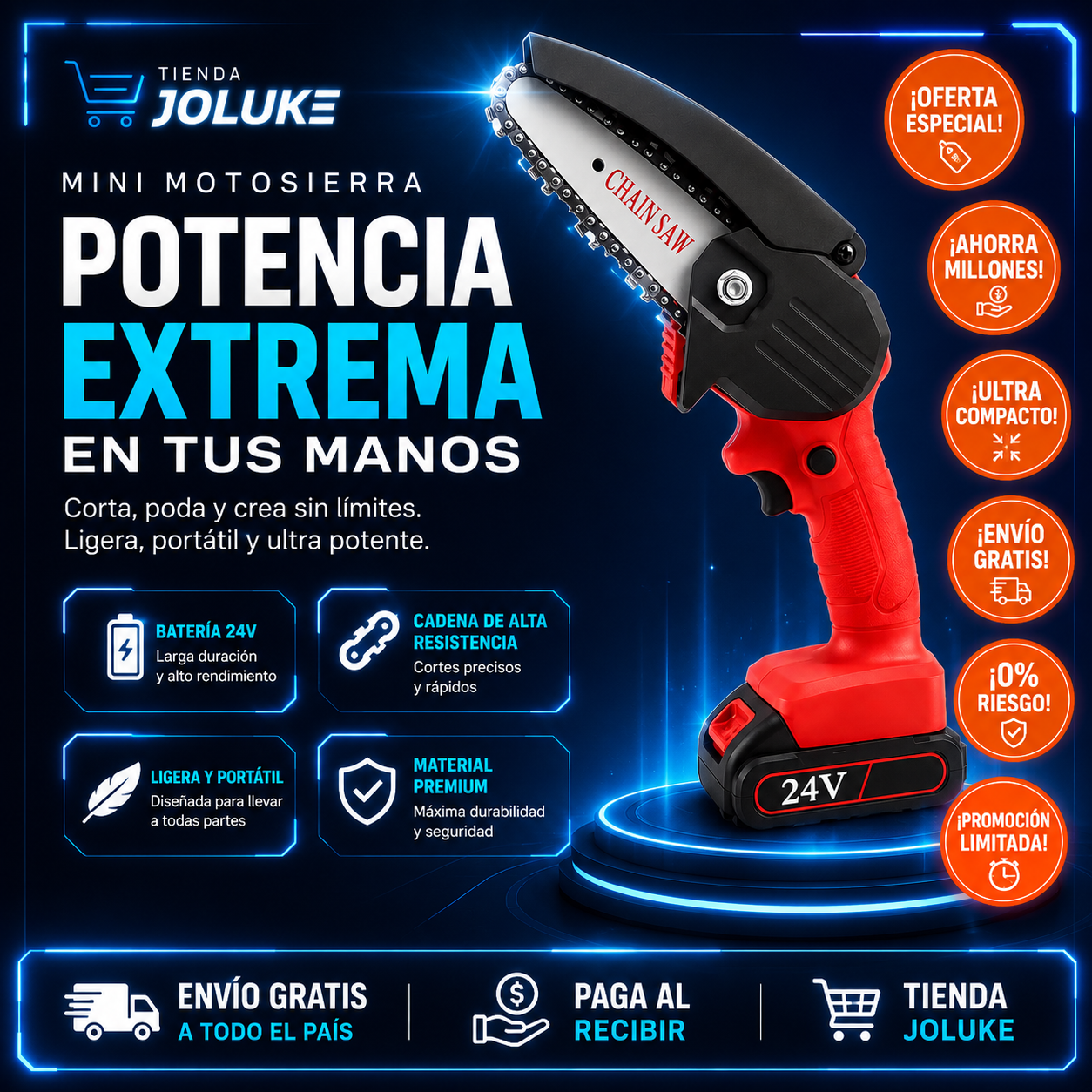 🔥 LIQUIDACIÓN DE STOCK: Super Motosierra PowerSaw - HOY 30%OFF🔥